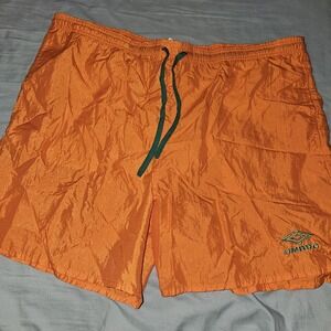 VTG Umbro Shorts Large Orange And Teal Nylon Sand Soccer USA Made 90s